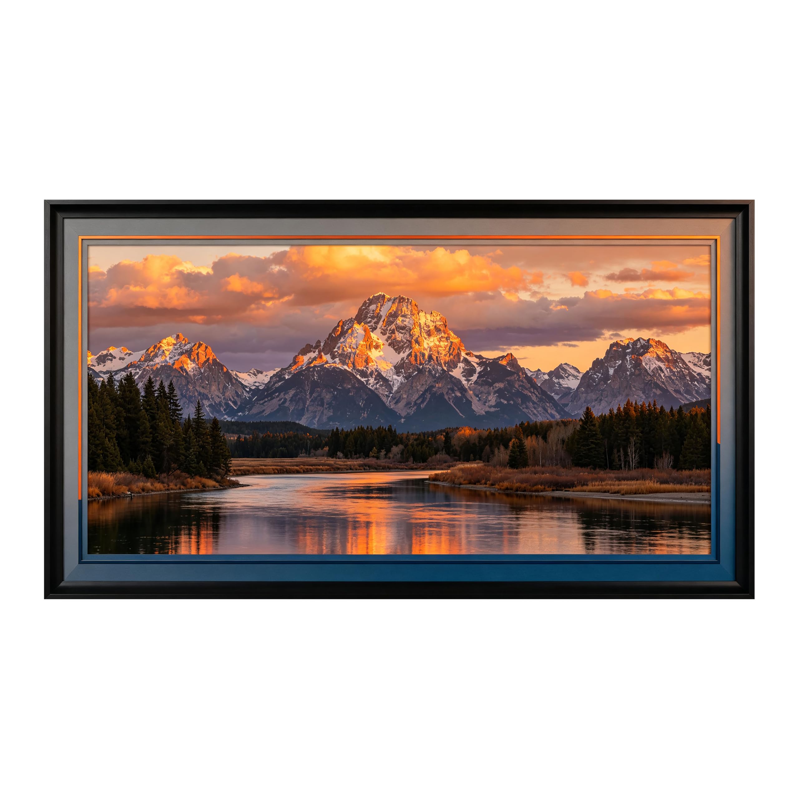 Yzpallescene 3D Framed Wall Art Mountain Sunset Lake Landscape Panoramic Large Size SelfAdhesive Removable Wall Decor Prints Artwork for Living Room Bedroom Office