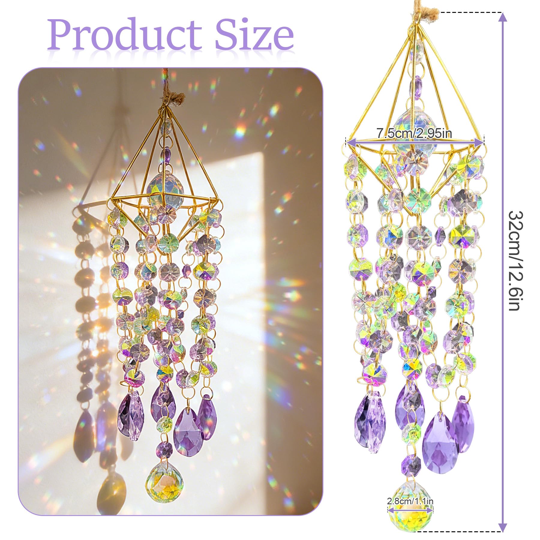 VEEKAY Acchiappasole Cristallo,di Cristallo a Prisma,Pendenti Prismi Cristallo,Pendenti Suncatcher Decorazione,per Decorazioni Casa Giardino Finestra Outdoor