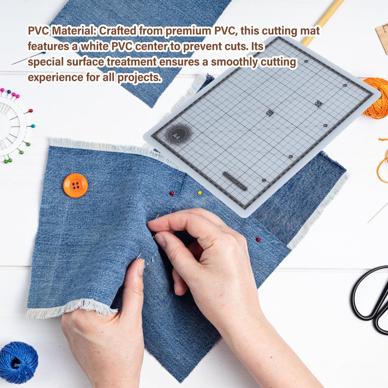 A4 Cutting Pad Self Healing Accurate Scales Semitransparent Double Sided PVC Cutting Mat for Sewing Crafts 12 X 9in