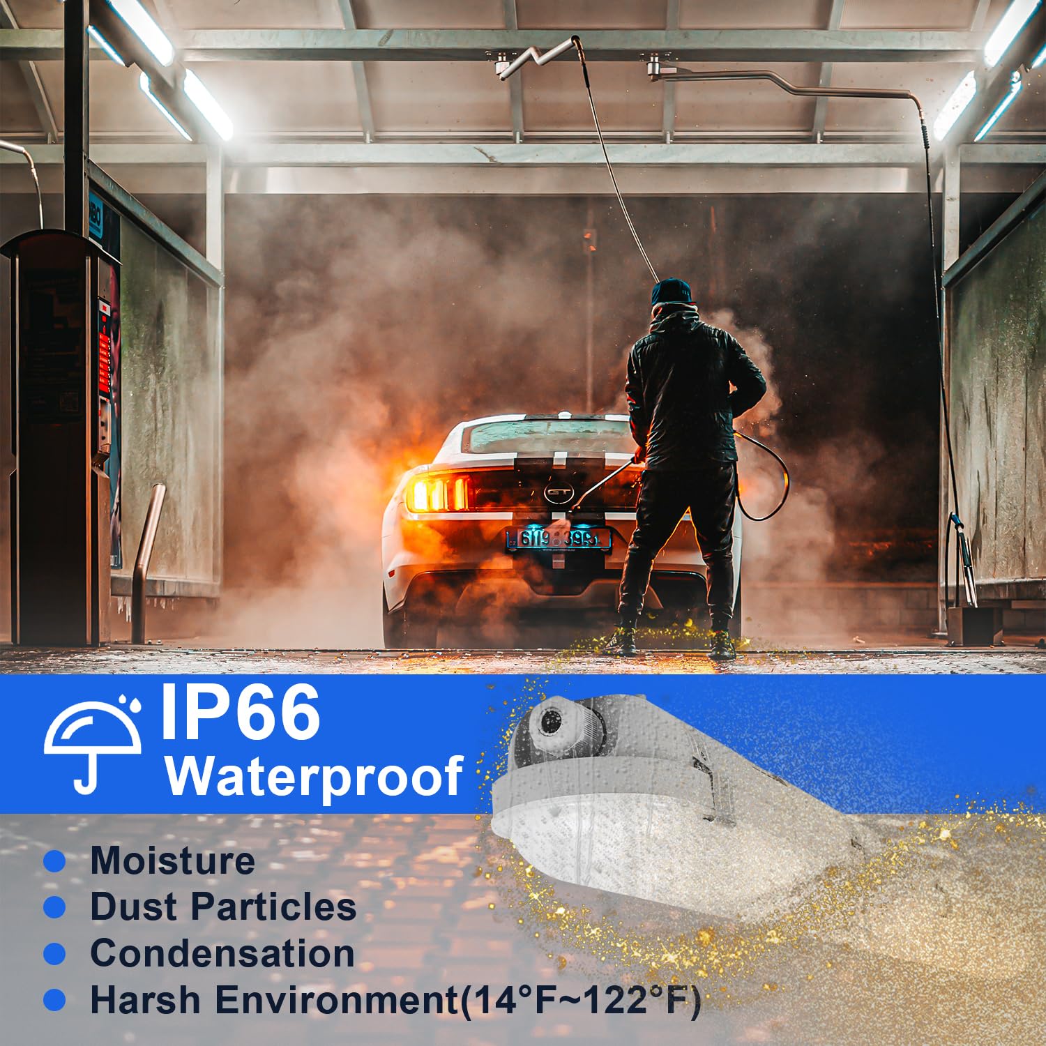 4FT LED Vapor Tight Lights 40W 50W 60W Selectable 3CCT 3000K 4000K 5000K Tunable 7800LM Vapor Proof Light — view 6