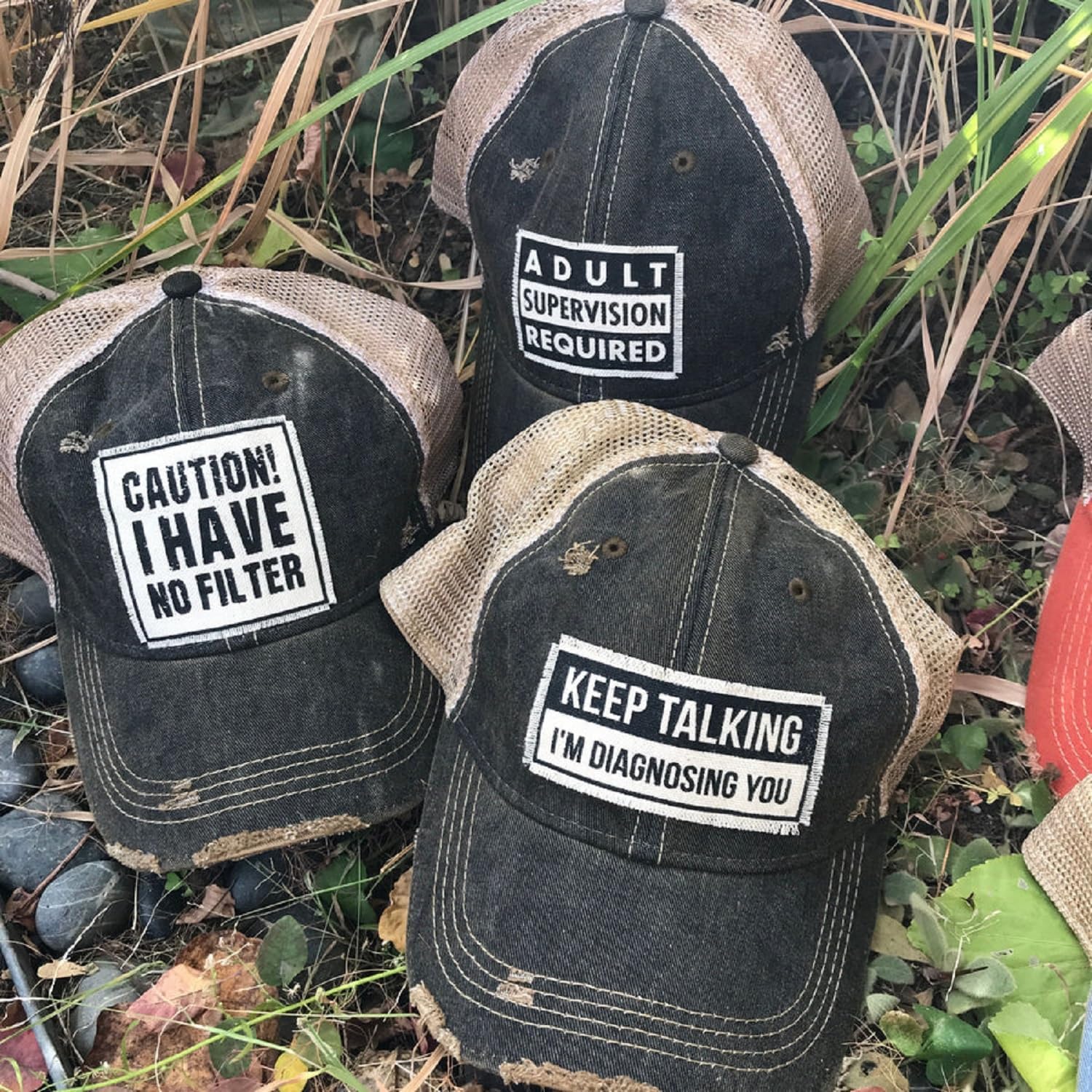 VINTAGE LIFE Distressed Baseball Caps Funny Trucker Hats with Sayings, Unisex (No Filter (Rust)) - Image 6