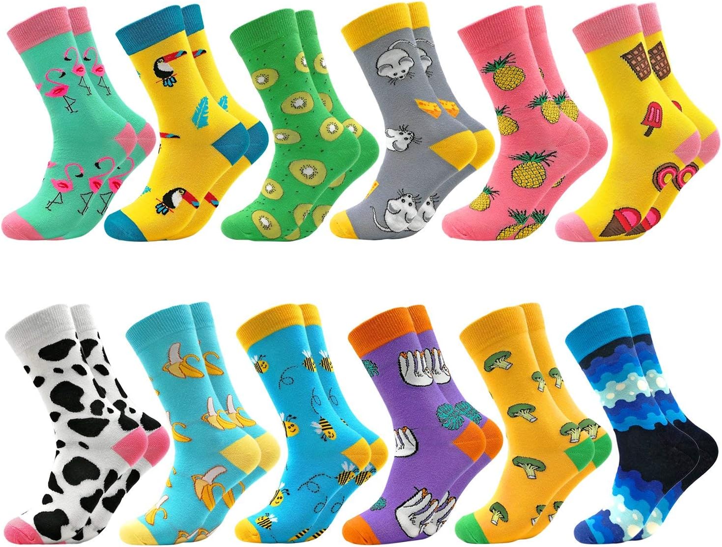 cool future socksFun Colorful Socks Patterned Funky Happy Crew Sock Combed Cotton Stockings Packs