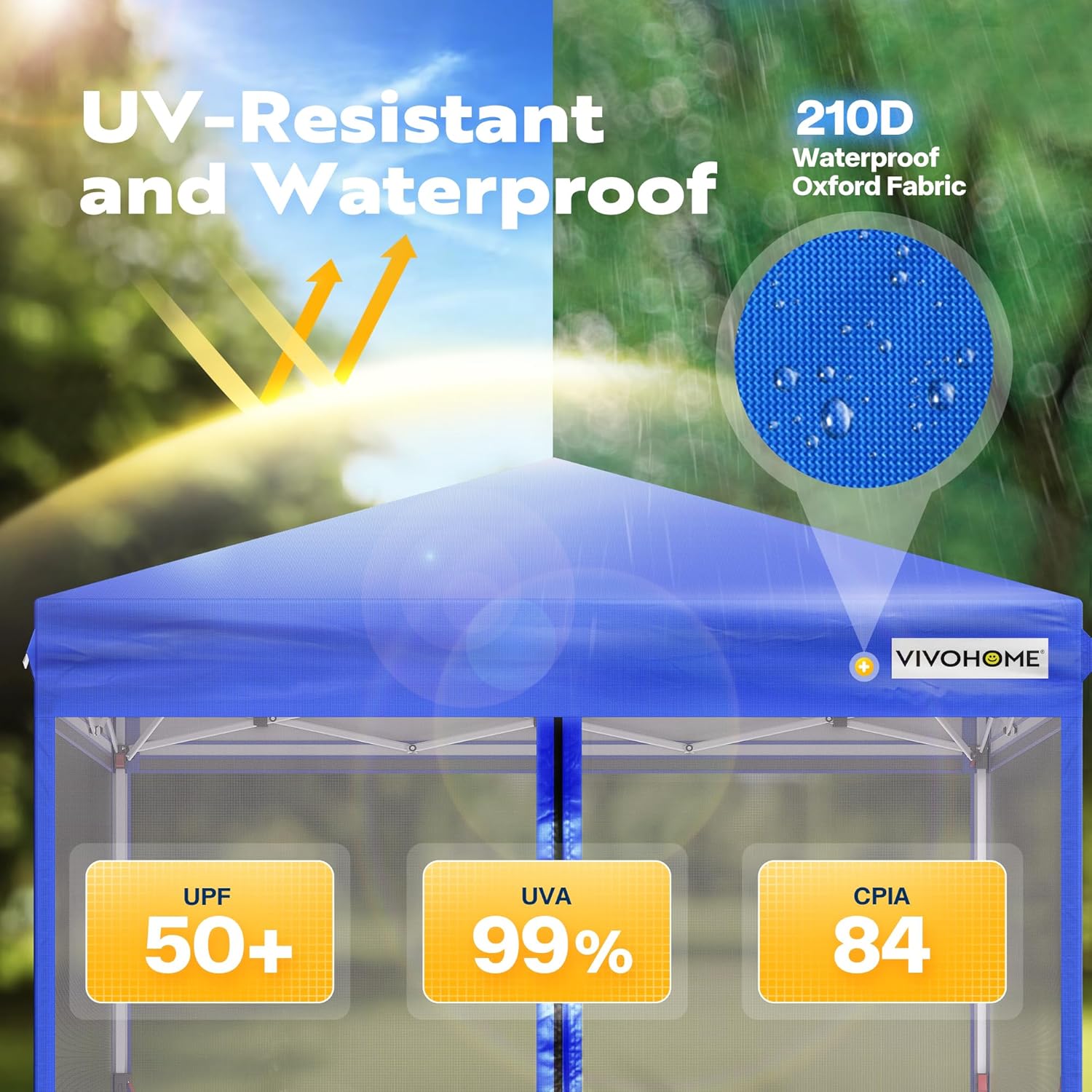 VIVOHOME 12x12ft Pop-Up Gazebo Screen Tent, 6-Sided Instant Outdoor Canopy Shelter with Large Main Door with VIVOHOME 10x10ft Easy Pop-Up Canopy, Outdoor Screen Tent with Mosquito Netting