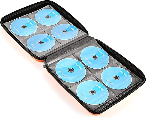 Miniatura 44 de alavisxf xx Funda para CD, funda protectora de EVA para 48 unidades, Blu-ray y DVD, portátil, con cremallera, soporte para CD, organizador de