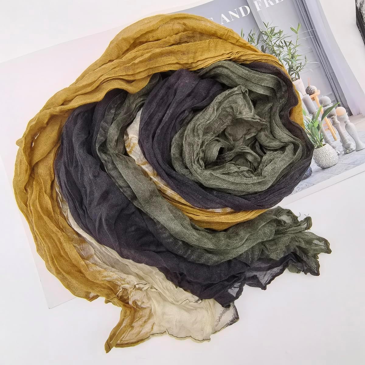 3 Packs Cotton Hemp Shawl Wrap Long Head Neck Scarf for Women and Men Lightweight Four Season Use - Image 3