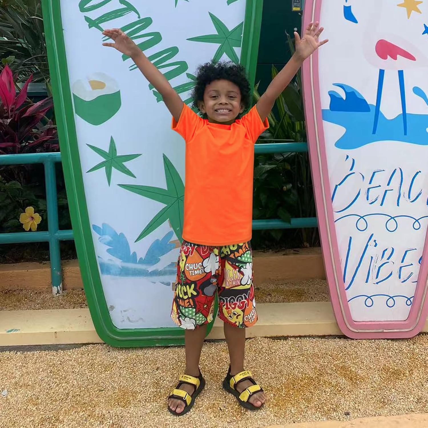 Toddler Boys Short Sleeve Rashguard Shirt UPF 50+ Sun Protection Swim Shirts - Image 5