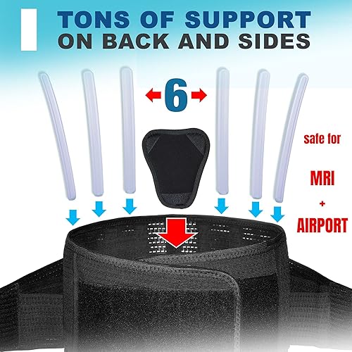 Miniatura 2 de AVESTON Soporte de espalda para aliviar el dolor de espalda baja, cinturón de 6 varillas con soporte de almohadilla lumbar para hombresmujeres,
