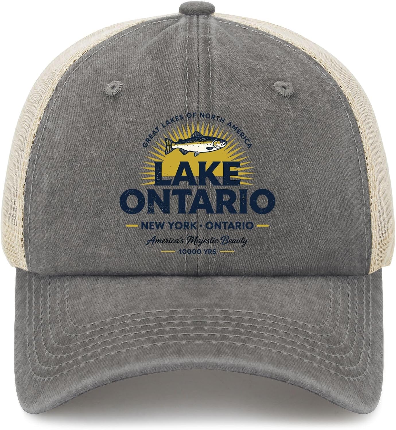 Lake Ontario Map Vintage Lake Ontario Est 1615 Hat for Womens Aesthetic Washed Distressed Baseball Caps