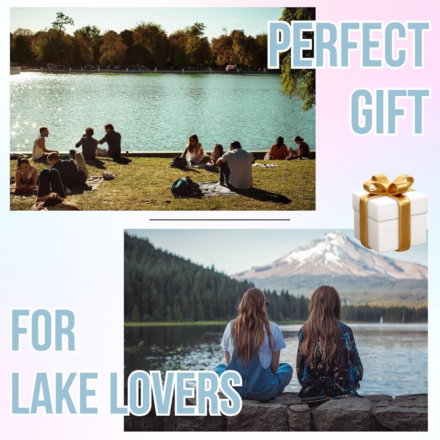 Onebttl Lake House Gifts for Women, 20oz Stainless Steel Insulated Tumbler, Housewarming Gifts for Lake Lovers - Silver Blue, Lake Life - Image 3