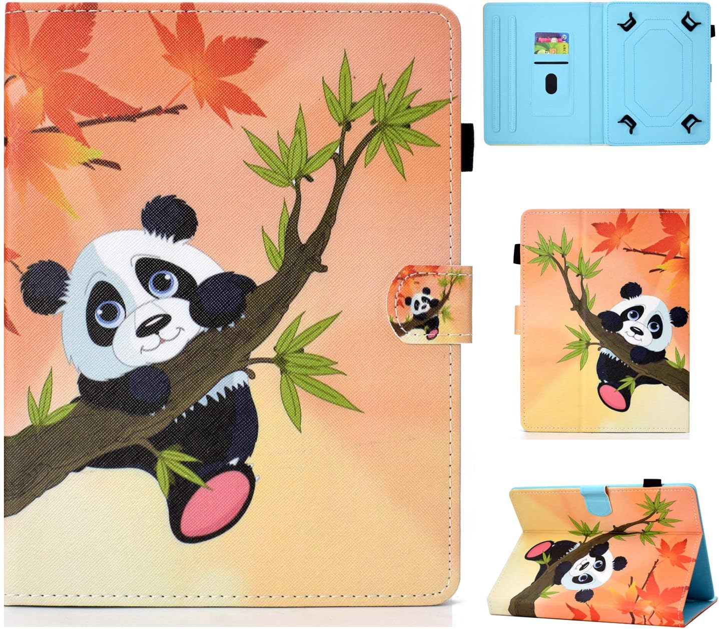 HereMore9-10.1 Inch Tablet Case, Protective Case Cover for iPad 9.7 2018, Galaxy A6 10.1/Tab E 9.6, ASUS ZenPad 10, Lenovo TB-X103F/Tab 2 A10-70, Huawei MediaPad T3 T5 10/M5 Lite, Panda
