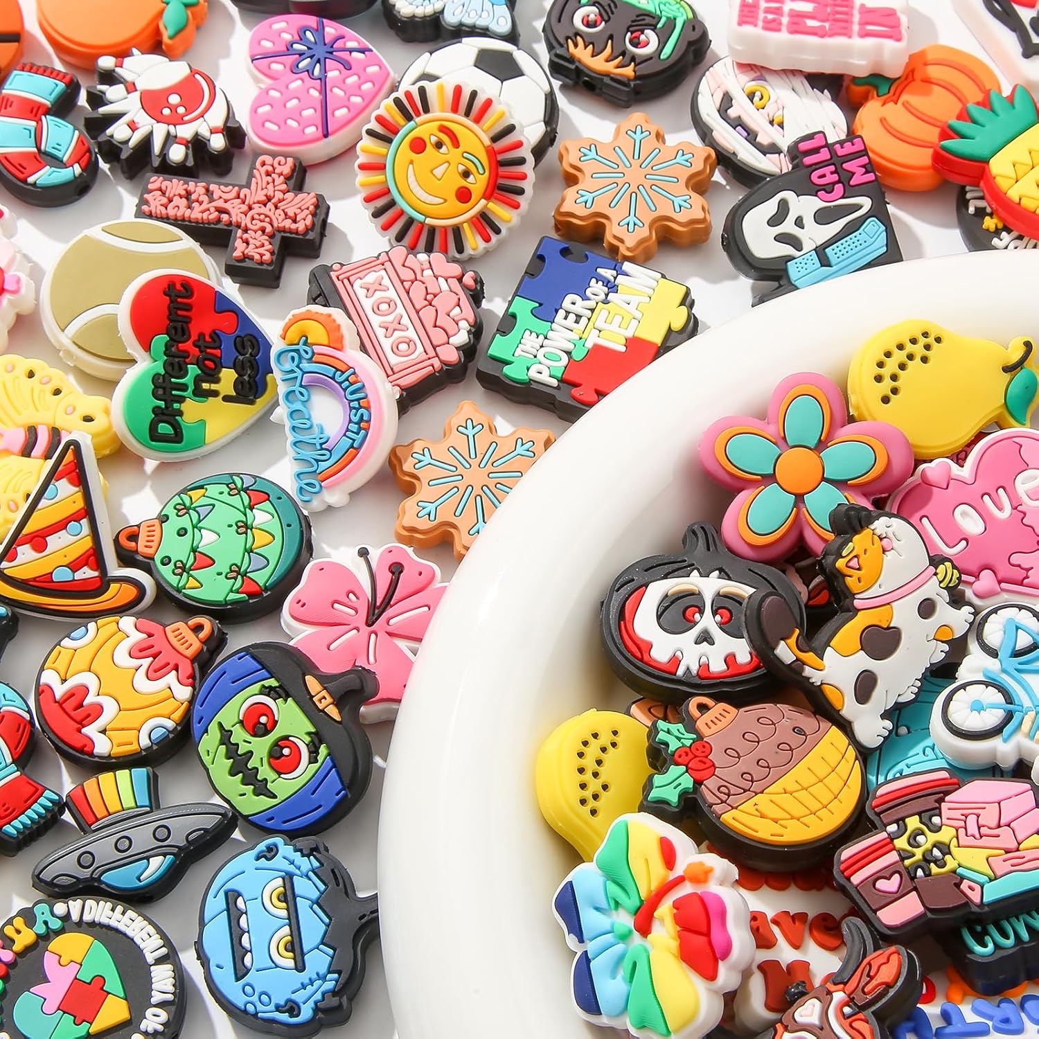 200pcs Silicone Focal Beads Bulk Random for Making DIY Bead Pens Keychain Jewelry (200pcs Color)