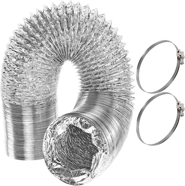 SPARES2GO Universal 5m Extra Long Aluminium Flexible Tumble Dryer Vent Hose Exhaust Pipe (4" / 100mm) + 2 x Screw Clips