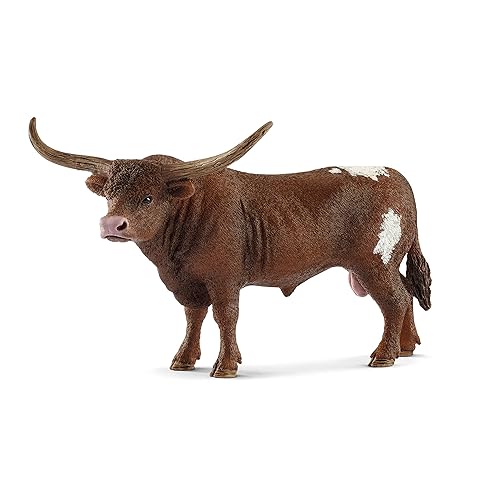 Schleich Mundo de Granja, Juguetes de Animales de Granja para Niños y Bebés, Figura de Toro y Vaca Longhorn de Texas, Edades 3+