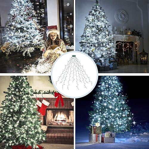 Miniatura 6 de Cadena de luces para árbol de Navidad, 200 luces LED de Navidad para árbol con 8 modos de luz y función de memoria, 5 pies x 10 luces de cadena con