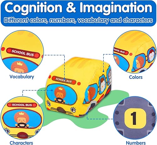 Miniatura 4 de Juguetes suaves para niños de 1 año de edad, juguetes para bebés de 6 a 12 meses, 12 a 18 meses, juego de vehículos de automóvil con tapete de