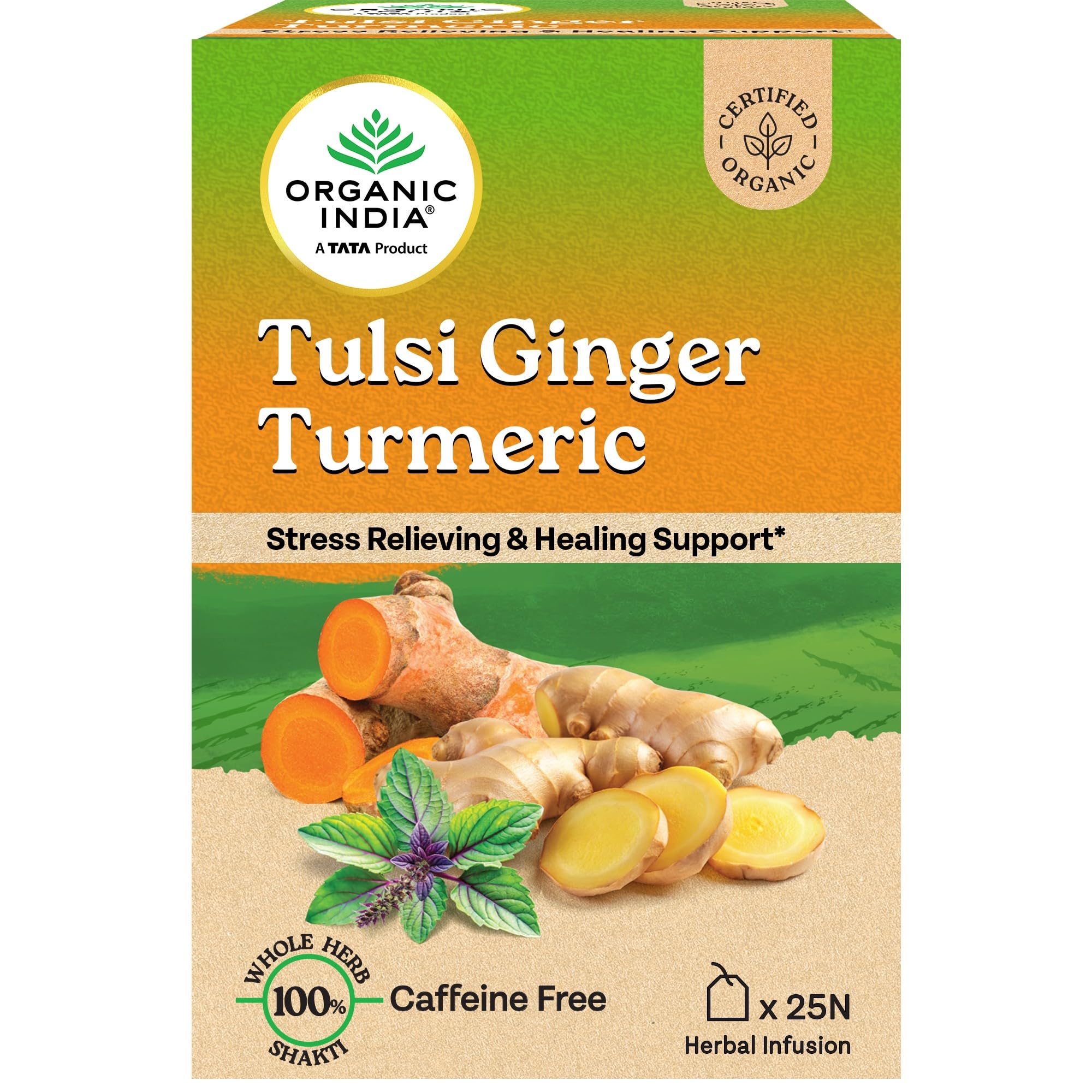 Organic India Tulsi Ginger Turmeric - 25 Tea Bags