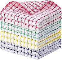 Kitinjoy 8 Pack Cotton Terry Kitchen Dish Cloths 12x12" - Super Soft, Absorbent, Quick-Dry Dish Rags, Mixed Colors