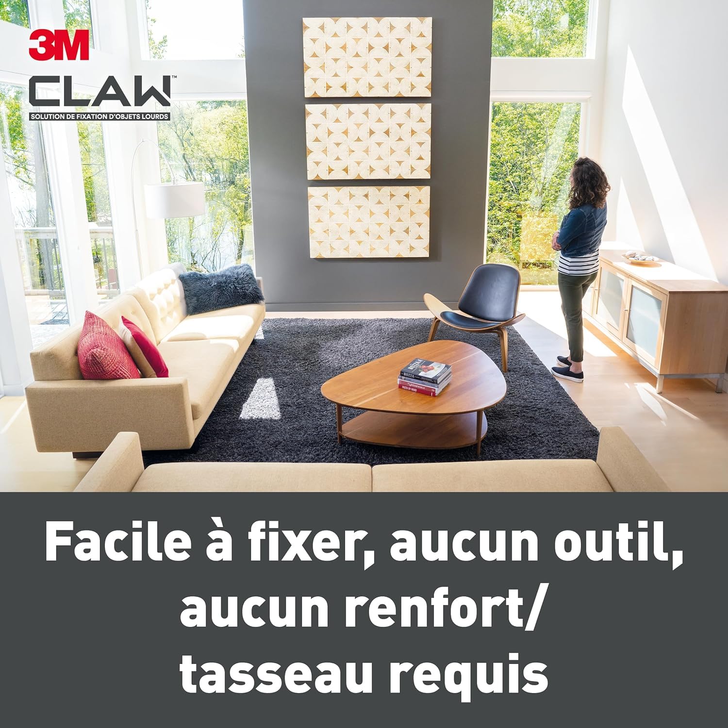 3M CLAW Crochets Pour Accrocher des Tableaux Sur des Murs en Plâtre, Lot de 9 - Fixation d'objets Lourds sans Outil (Tableaux, Miroirs, Déco Intérieure) - Supporte jusqu'à 7 kg, 11 kg, 20 kg, 30 kg