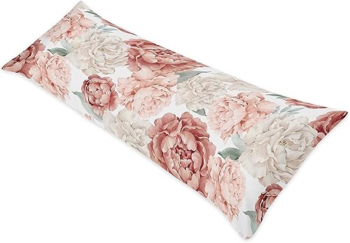 Miniatura 11 de Sweet Jojo Designs Funda de almohada de cuerpo bohemio floral vintage (almohada no incluida) - Rosa rubor, amarillo, verde y blanco, Shabby Chic