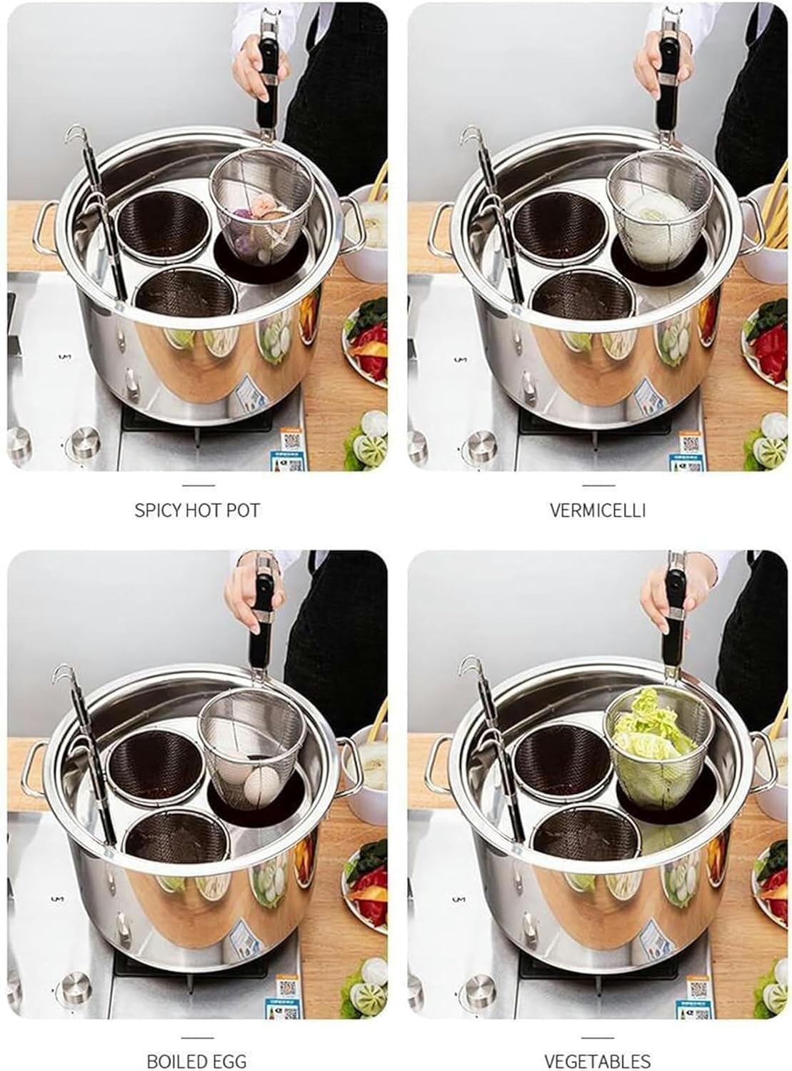 5-Hole Stainless Steel Pasta Cooker Set with Strainer Basket - Versatile Cooking Pots for Home Kitchen, Ideal for Pasta, Steaming, and Stocking - Durable Cookware Essentials