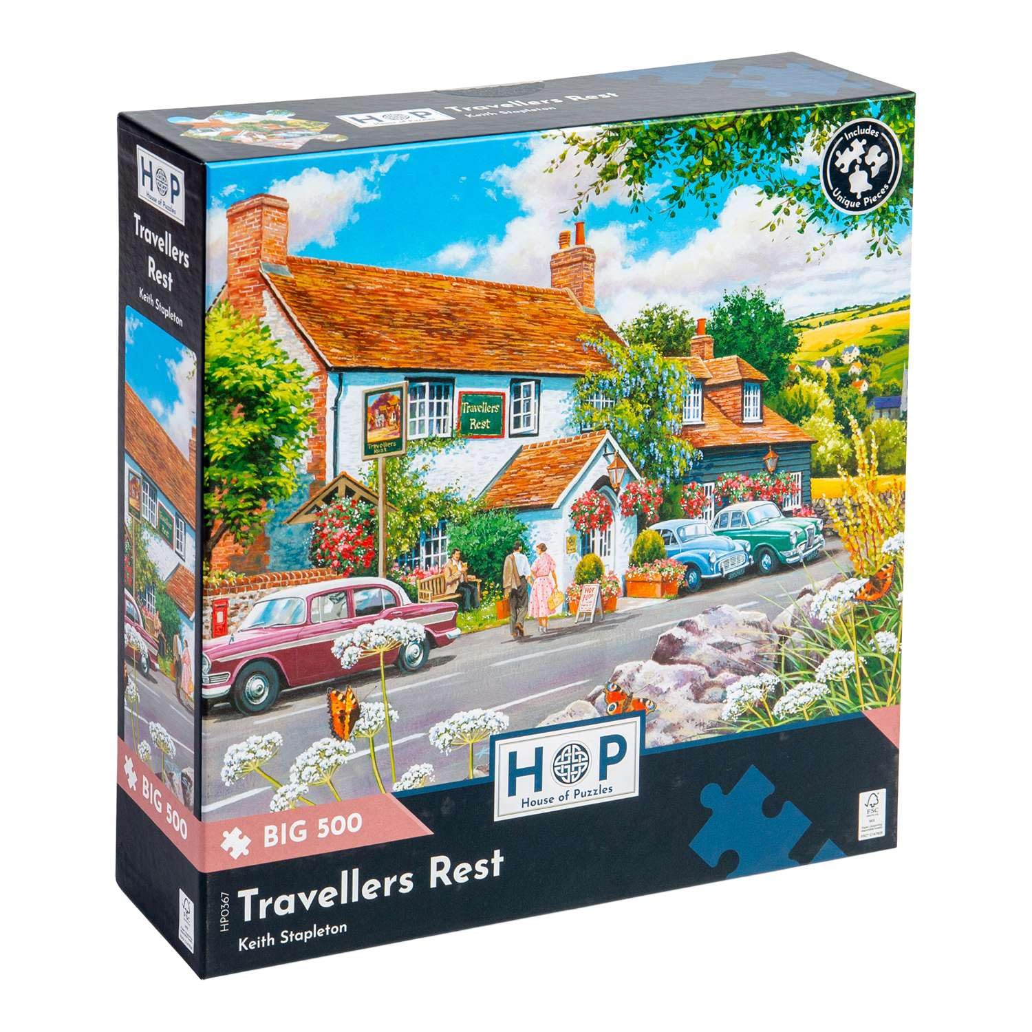 The House of Puzzles - Travellers Rest Jigsaw - Big 500 Piece Jigsaws For Adults, Extra Large Pieces, Artist Illustrated, Scenic Landscape, Deluxe Puzzle Gifts โ image 1