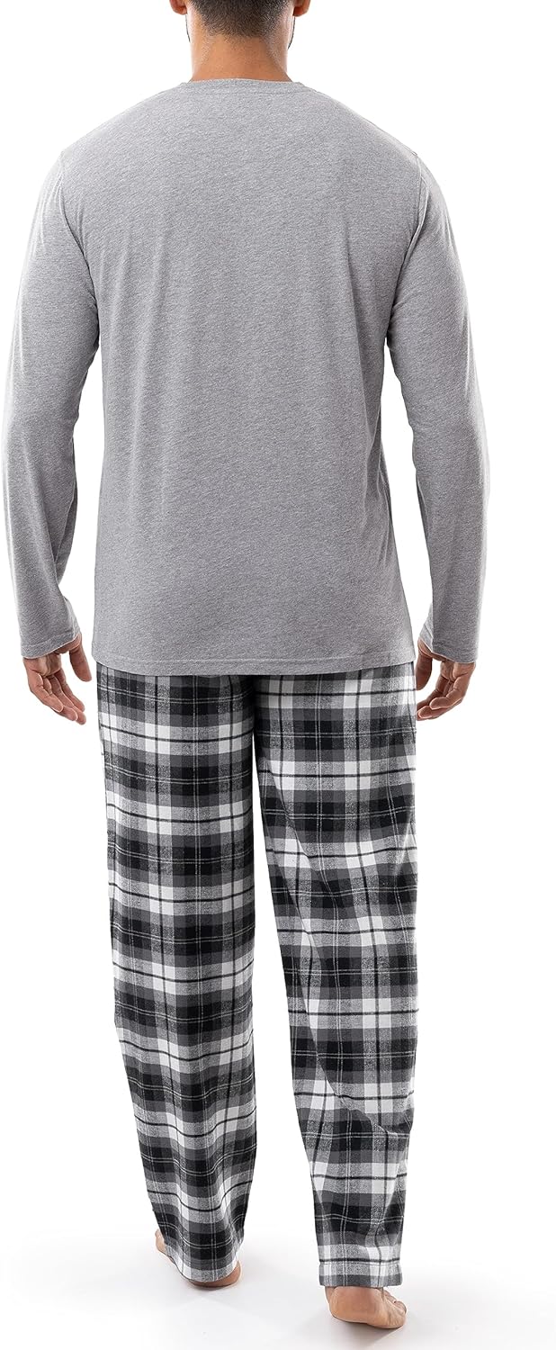IZOD mens Jersey Henley and Flannel Pant Set - Image 2