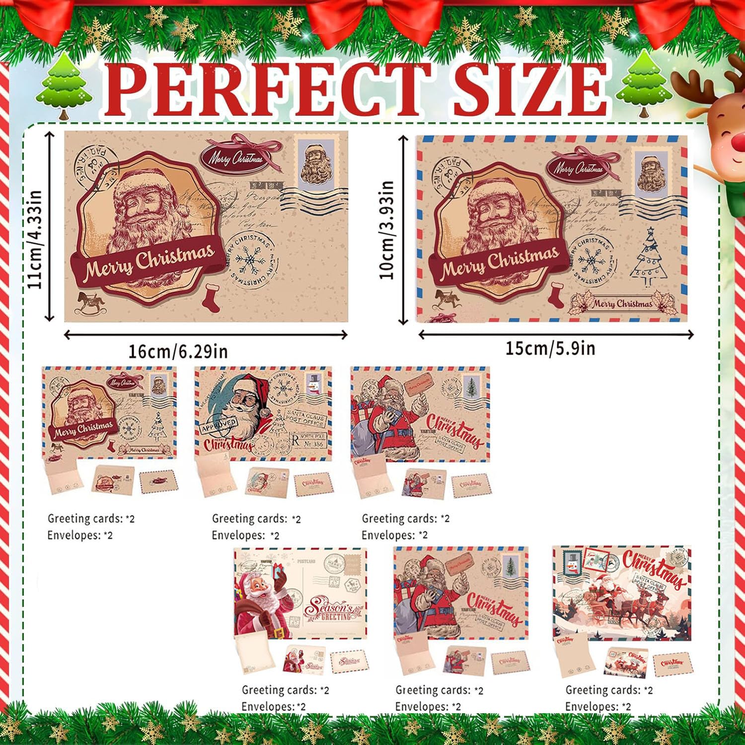 Postais De Natal Juego De 36 Tarjetas Con Sobres, Diferentes Temas, A6, Con  Sobres Y Sellos, Tarjetas Postales De Navidad Plegables Para Bendiciones De  Familiares O Amigos Postales Navideñas, image size:1500x1500