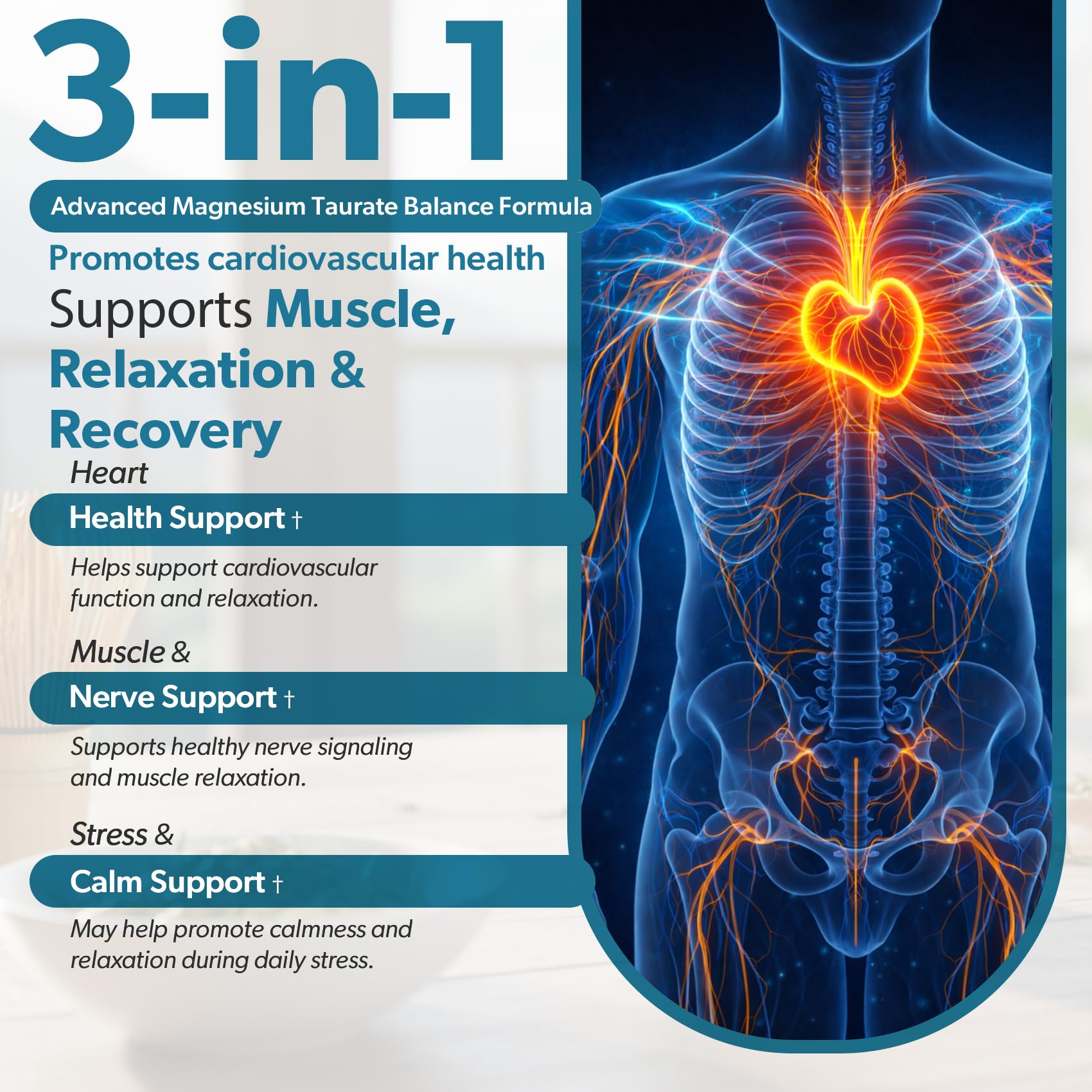 Magnesium Taurate 1500mg, Supports Heart Health and Sleep, 90 Veg Capsules — Amazon image 2