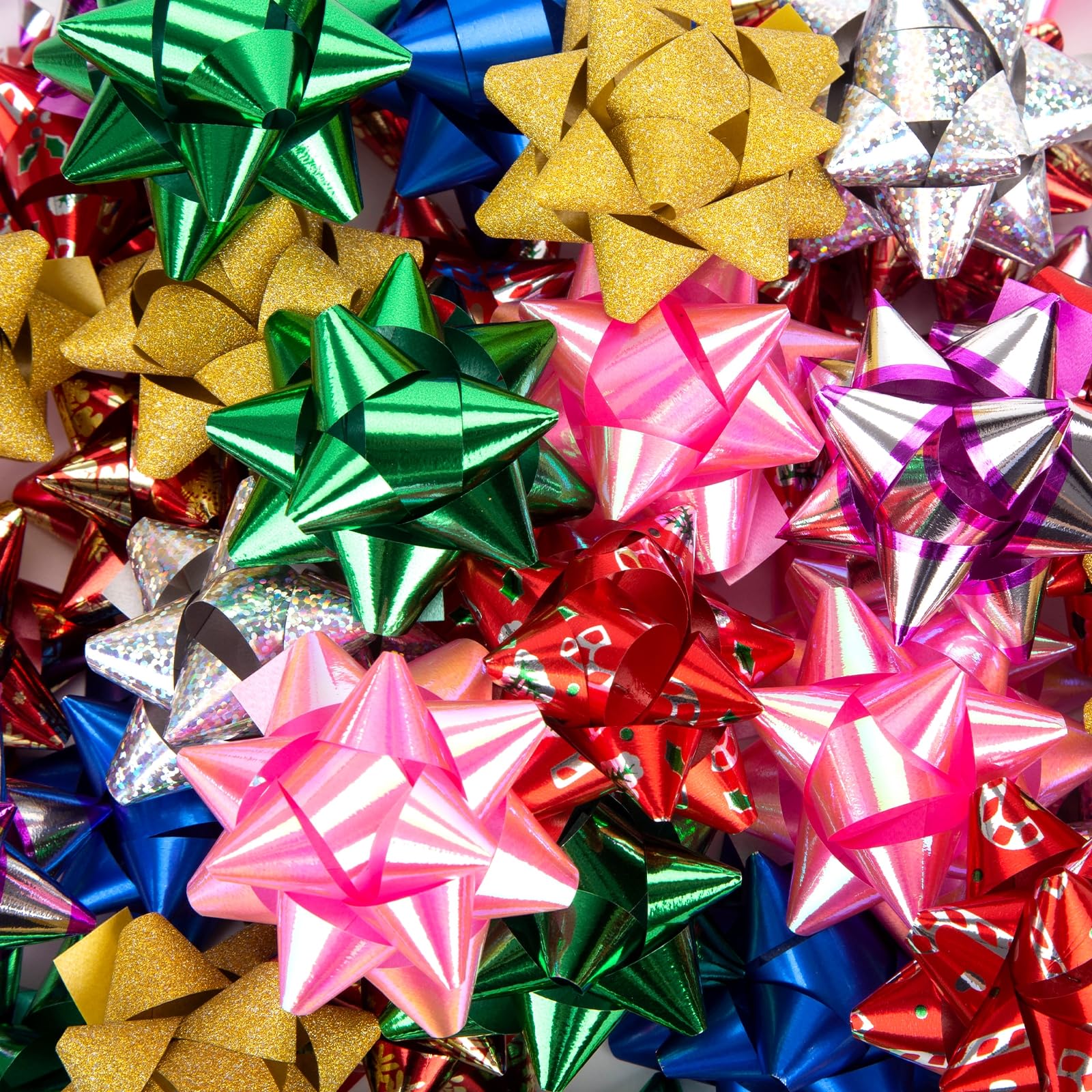 Shindel 48PCS Christmas Gift Bows, Holiday Assortment Bow Set Christmas Print Bows for Christmas Decoration Gift Basket 2.5Inch