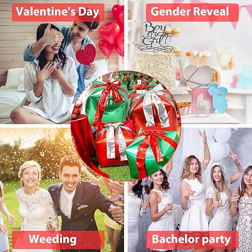 Miniatura 6 de Skylety 8 globos de papel de aluminio con forma cuadrada de Navidad, caja de regalo, globo de aluminio para decoración de fiesta de cumpleaños, 24