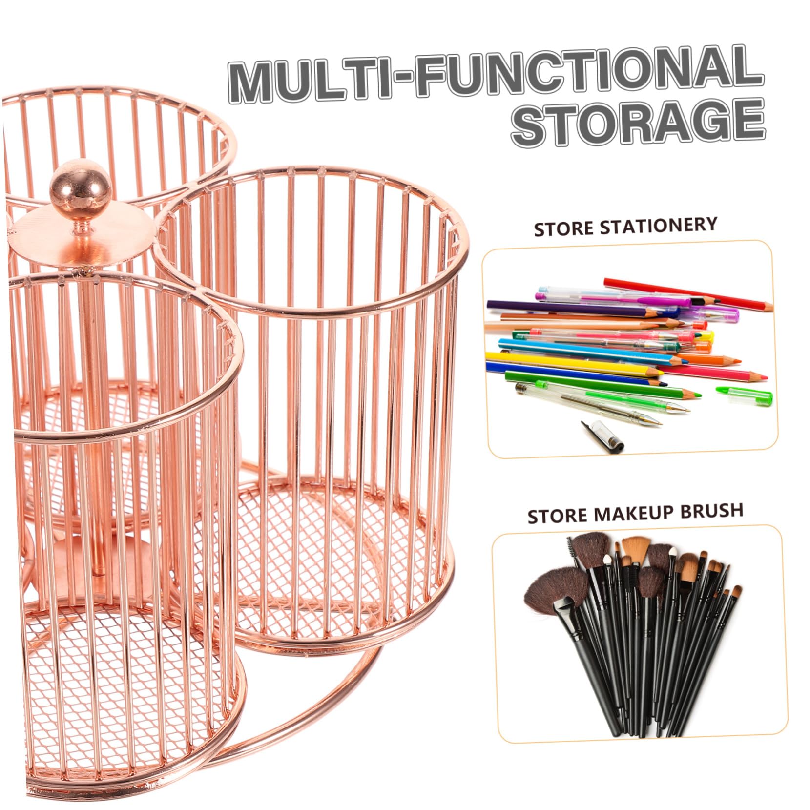 Portapenne Rotante in Metallo Organizer Per Cancelleria e Cosmetici Portapenne Da Scrivania Griglie Design Elegante Per Desktop