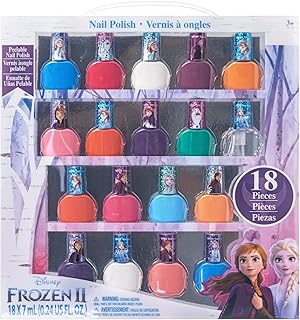 Townley Girl Disney Frozen Elsa and Anna 18 Piece Water-Based Nail Polish Set, Quick Dry and Peels-Off, Nail Paint Set for Girls, Perfect for Parties, Sleepovers and Makeovers, Ages 3
