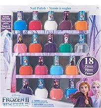 Disney Frozen Elsa and Anna 18-Piece Water-Based Nail Polish Set Quick Dry Peelable Nail Paint Set for Girls Age 3 Years Old Townley Girl
