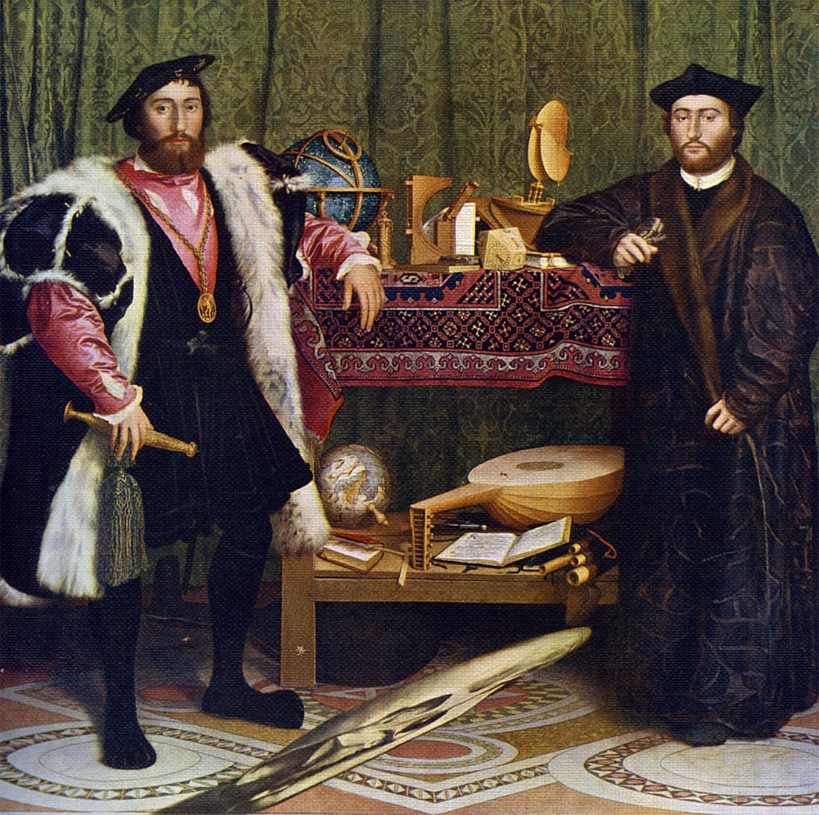 ARTXLXXBN Famous Painting Art Wall Decor Abstract Art Picture the Ambassadors by Hans Holbein the Younger Animal Pictures for Home Decor 60x90cm