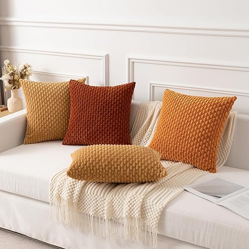 Vista 41 de Kevin Textile - Juego de 2 fundas decorativas para cojines, de pana y con moderno estilo campestre bohemio a rayas para decorar hogar, sofá, cama