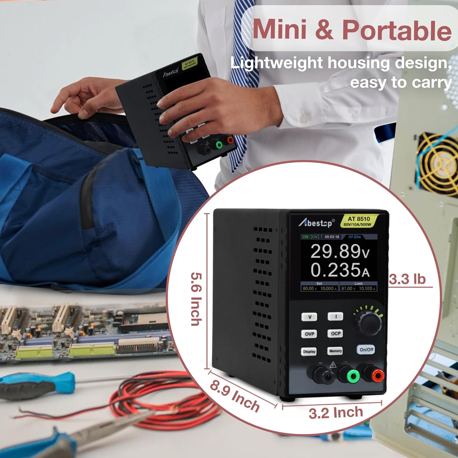 DC Power Supply Variable, 80V 10A 500W High Output DC Adjustable Power Supply 4-Digit Multiple Protection with 2.8 Inch IPS LCD Display