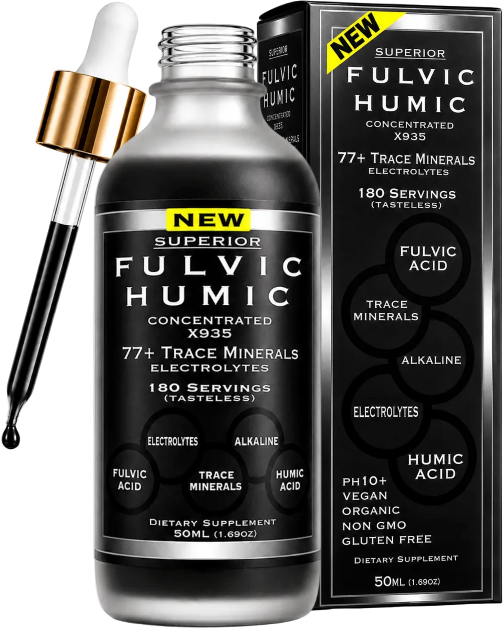 Fulvic Acid Trace Mineral Drops with Electrolytes - 77 Trace Minerals - 180 Servings - Restore Electrolytes, Improve Gut Health, Leaky Gut Repair - Ionic Trace Minerals from Fulvic & Humic Acid