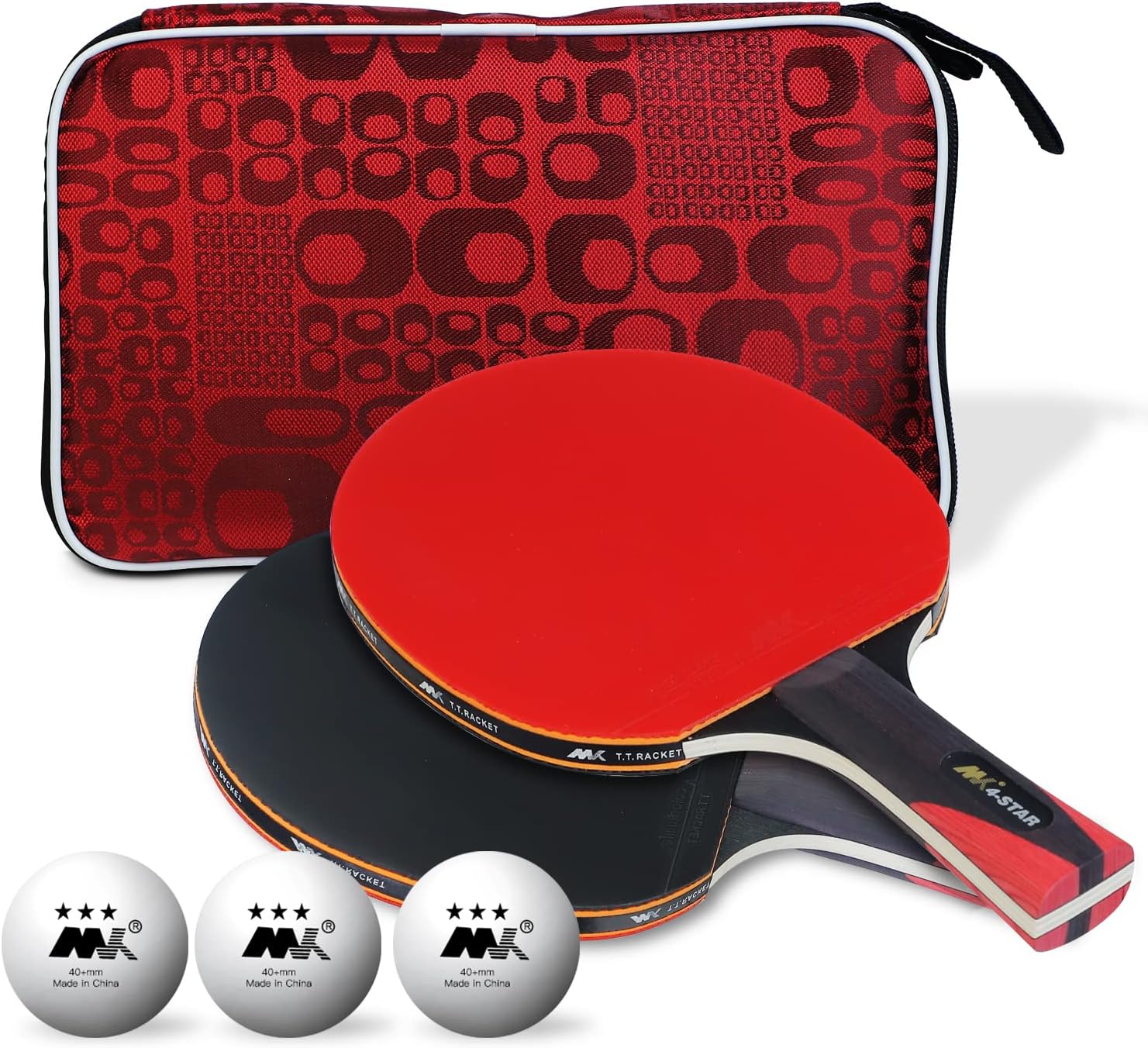 Yebicola Set of 2 Ping Pong Paddles with 3 Balls, Table Tennis Paddle