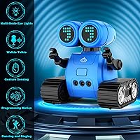 Vista 2 de Hamourd - Robots de juguete para niños y niñas, robot emo con función de walkie-talkie, detección de gestos, cabeza y brazos flexibles, movimiento