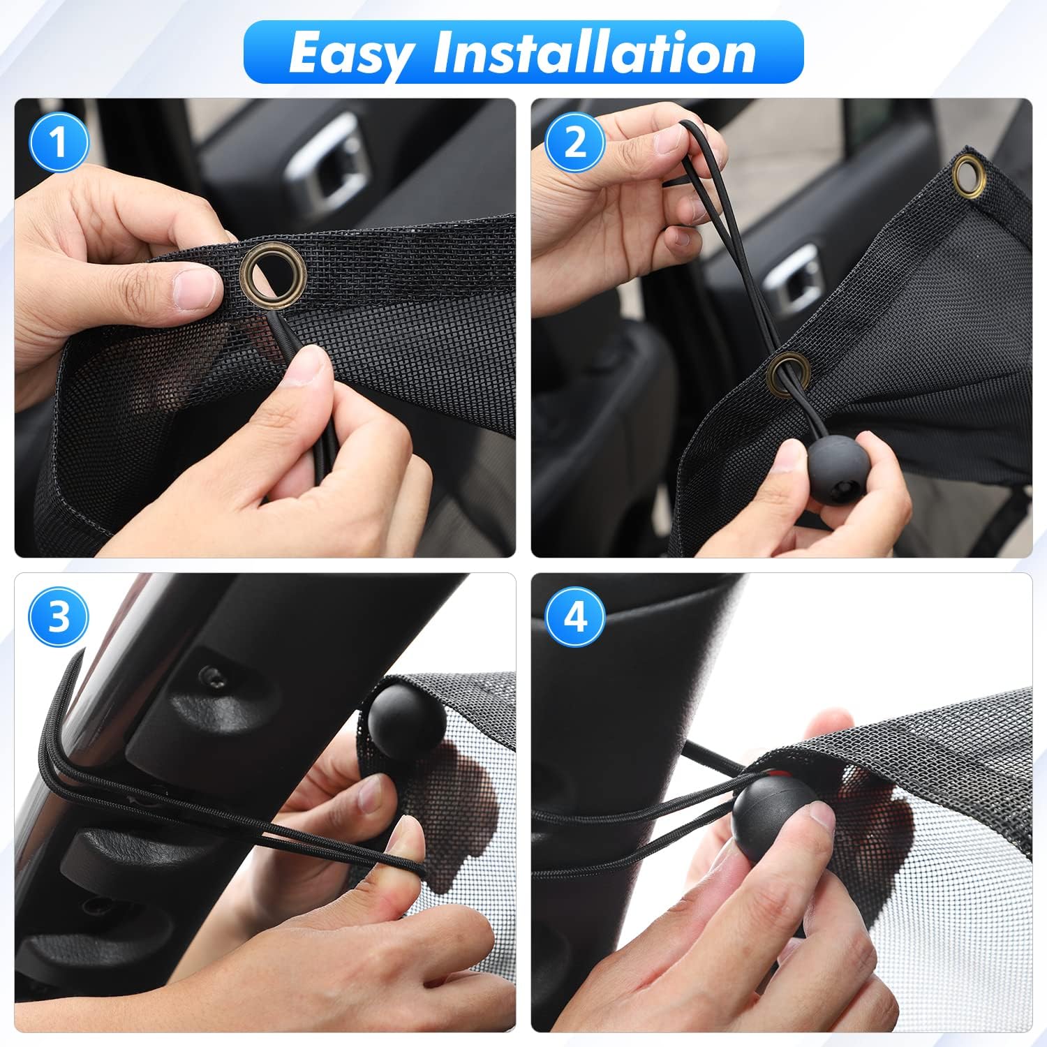 Linskip Overhead Protection Sun Shade Compatible with 2018-2026 Jeep Wrangler JL 4XE 2&4 Door, Freedom Mesh Screen Sunshade Bikini Top Cover for Jeep Wrangler Exterior Accessories(Black & White)