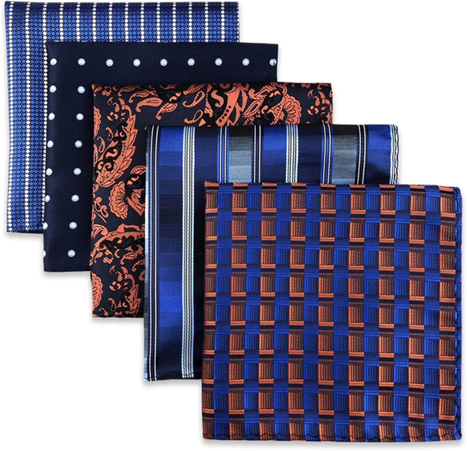 5 Pieces Colorful Assorted Mens Pocket Square Silk Classic Handkerchief Set Gift Colorful (Color : D, Size : 1) (D 1)