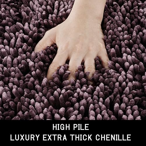 Miniatura 137 de Yimobra Juego de 2 alfombras de baño, alfombra de baño suave y absorbente y alfombra de inodoro en forma de U con respaldo antideslizante, alfombras