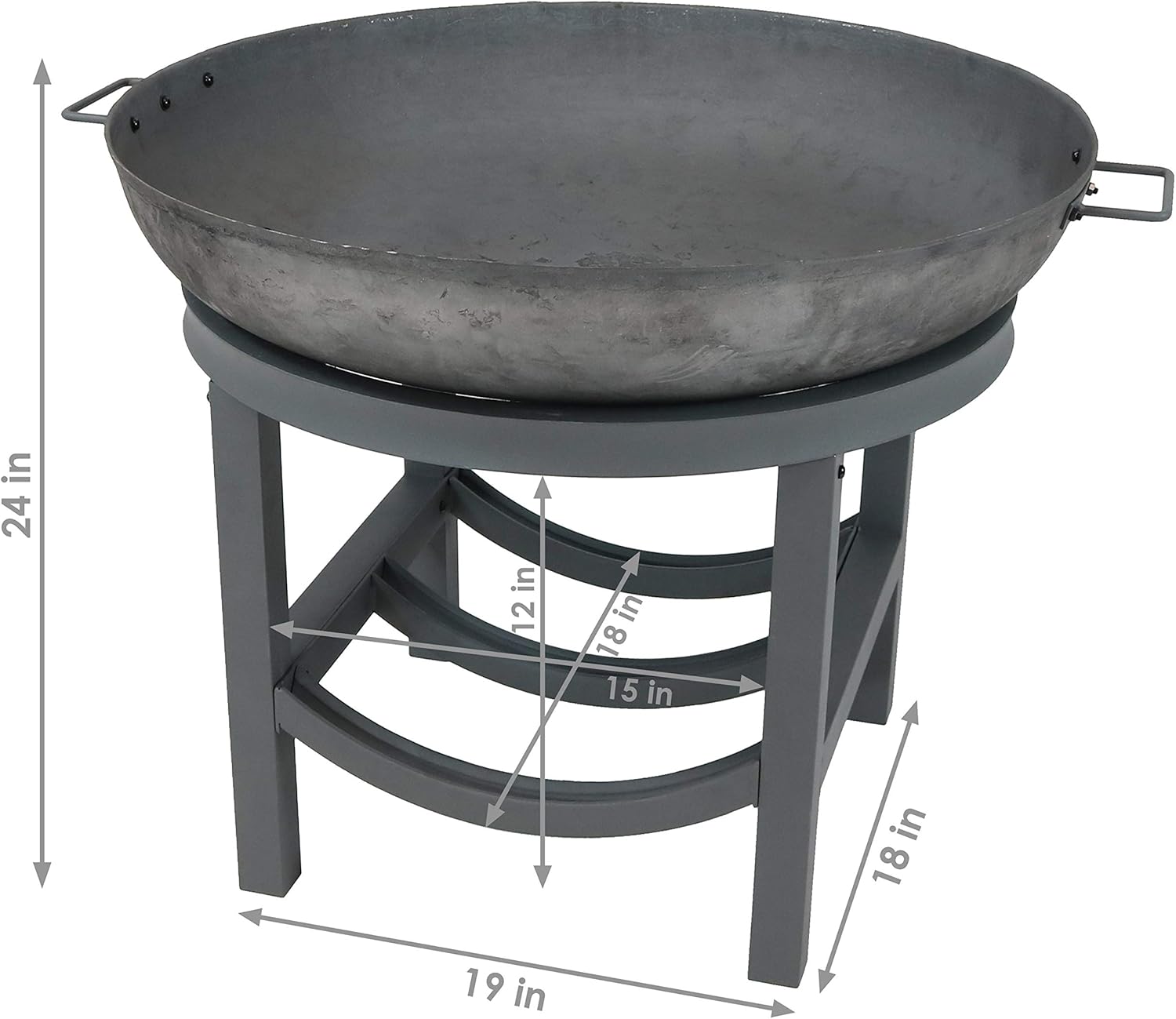 Sunnydaze Cast Iron Round Fire Pit Bowl with Built-in Log Rack - Outdoor Wood Burning Fireplace - 30 Inch : Garden & Outdoor