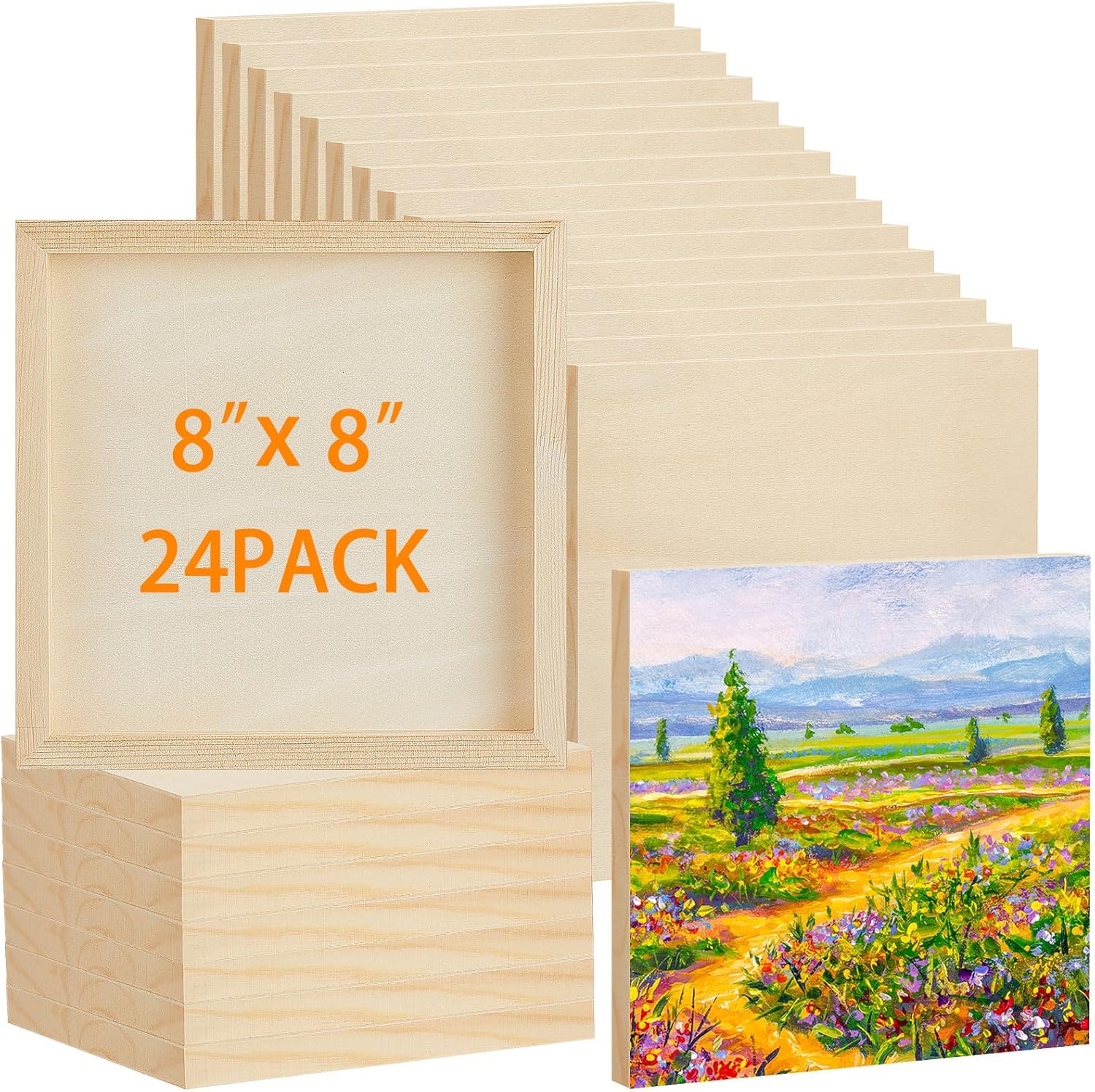 Barydat 8'' x 8'' 24 Pcs Wood Panels for Painting