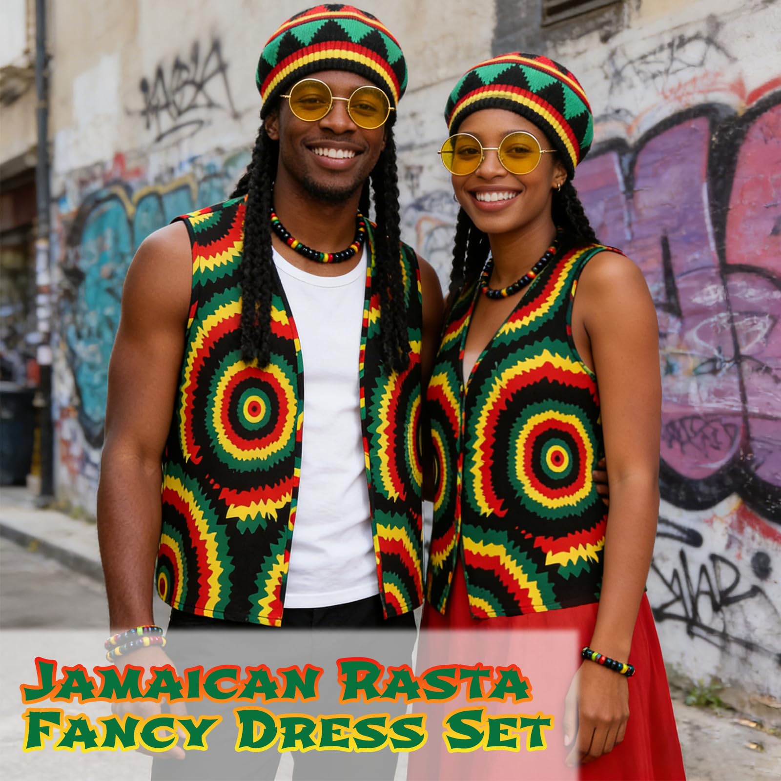 Orizizhic 5 Pcs Reggae Fancy Dress Costume - Image 4
