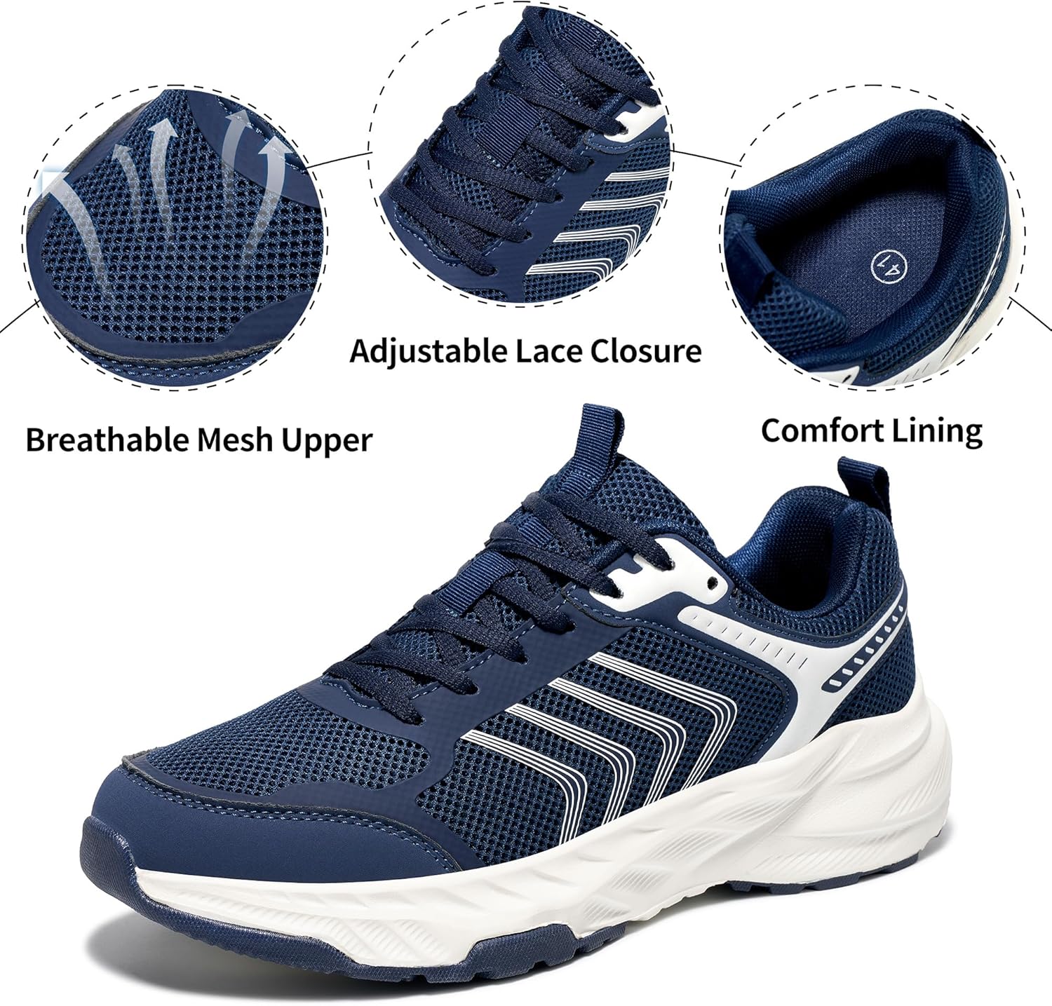 Ablanczoom Mens Sneakers Walking Shoes: Comfortable Breathable Cushioning Non Slip Casual Tennis for Gym Workout Athletic