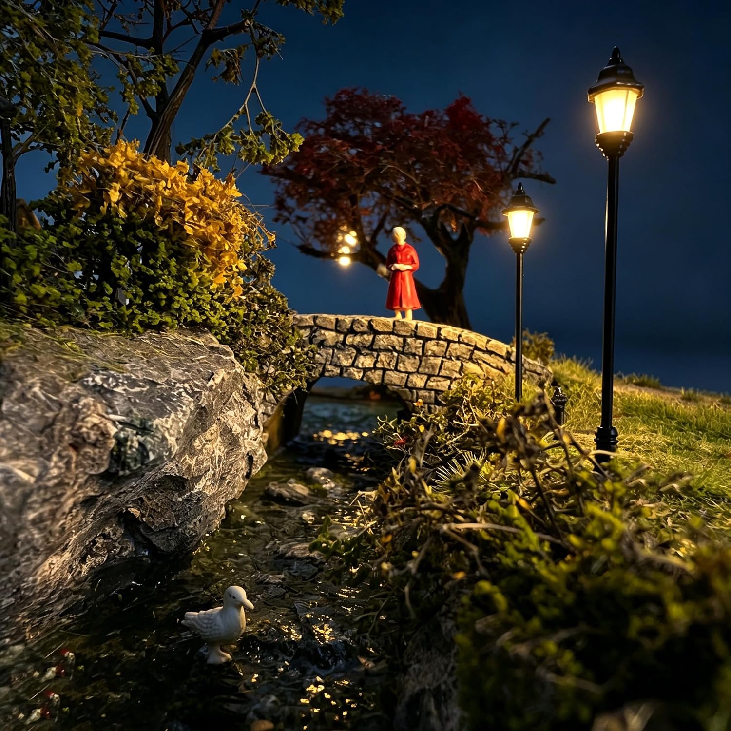 10pcs 1:87 Miniature LED Garden Street Lamp No.12 HO N O Scale Micro Landscape Lighting Accessory for Model Railroad Diorama,Adjustable Base, 3V Low Voltage,Ages 14+