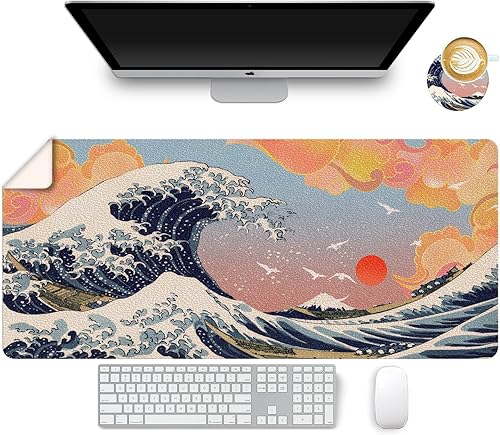 ArtSo Alfombrilla de escritorio de cuero, alfombrilla grande XXL para mouse, 35.4 x 15.7 pulgadas, alfombrilla de escritorio de piel sintética