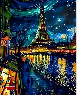 cewlonp Tower Paint by Number for Adults-Paint by Numbers for Adults Beginner,Landscape Paint by Numbers for Gift Home Wall Decor(16x20inch)