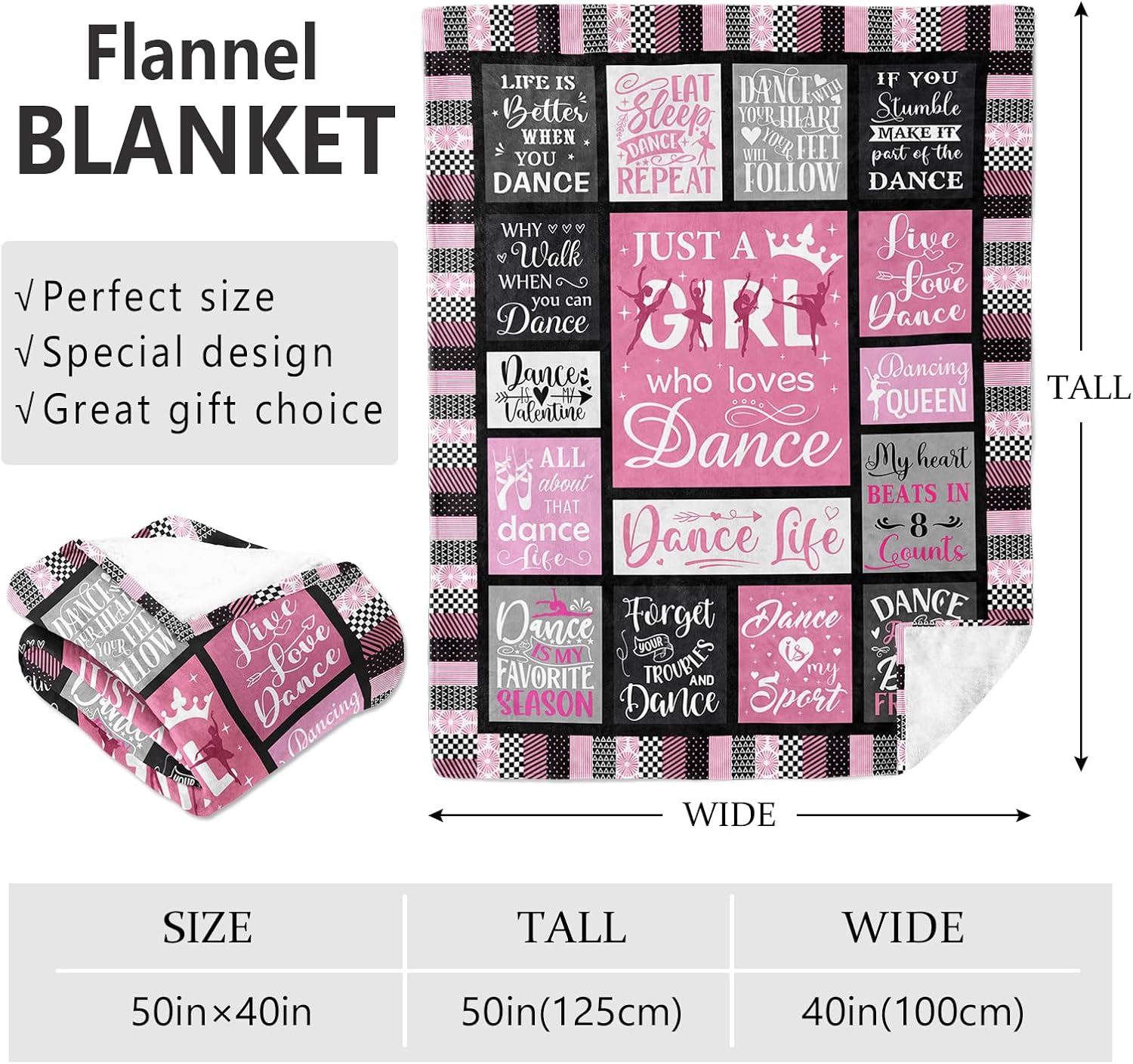 Dance Gifts, Dance Recital/Dancer/Ballet/Ballerina Gifts for Girls Teens Her Teacher, Dancers/Dancing Blanket50 x40 - Image 2